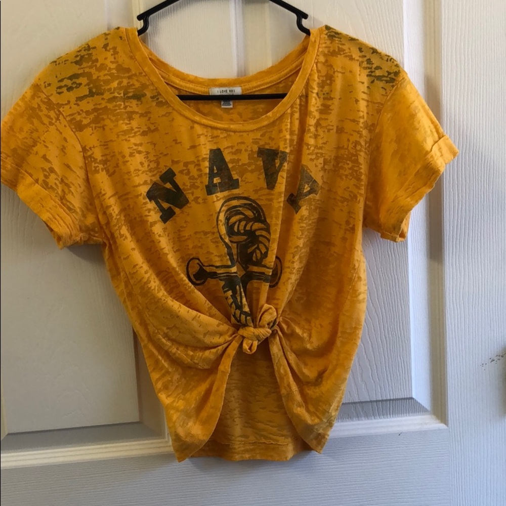 Navy graphic tie up tee